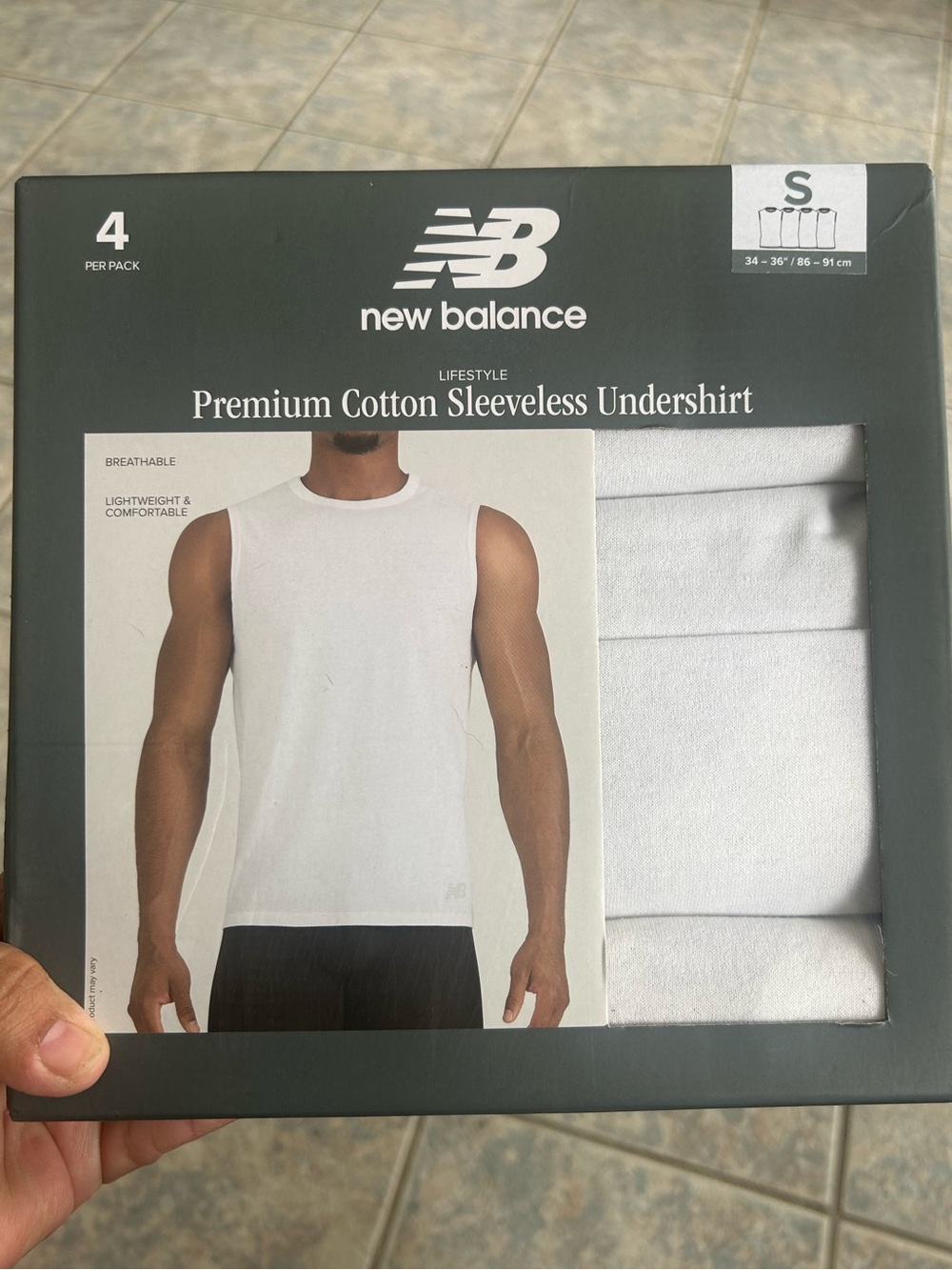 New Balance Men's 4-Pack Tanks Tops Cotton Blend Rib A-Shirt White Small (1846)